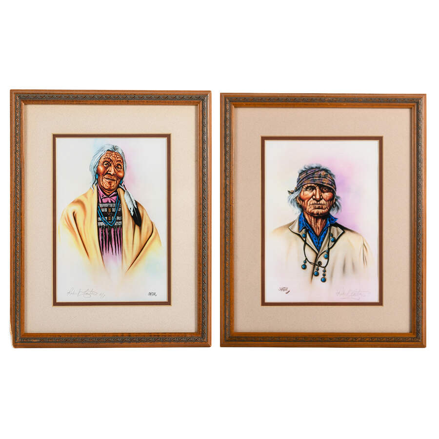 Framed Signed Pair of Robert Carter Native American Portraits-1