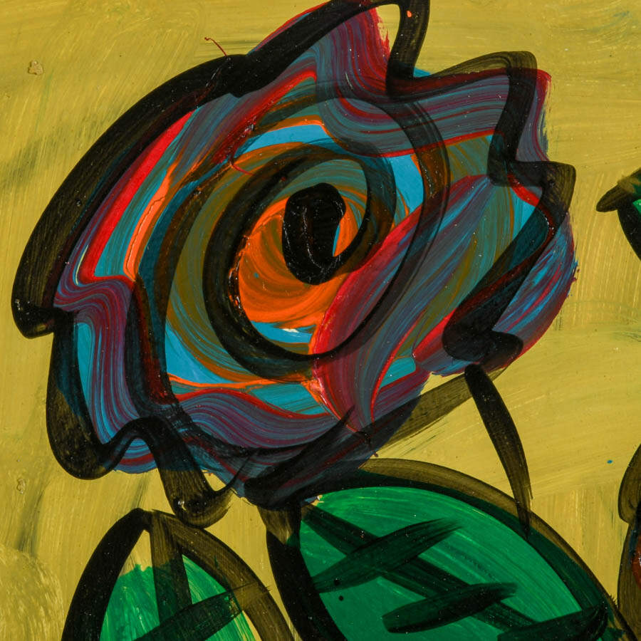 Signed Peter Keil "A Spectrum on Stems" Mix Media on Masonite-2