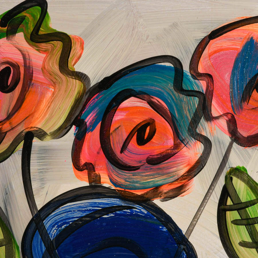 Signed Peter Keil "Pinwheels of Petals" Mix Media on Masonite-2