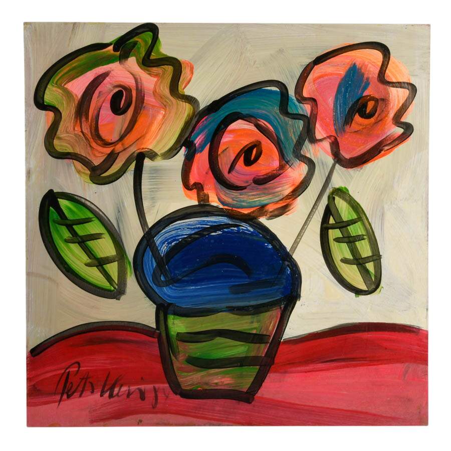Signed Peter Keil "Pinwheels of Petals" Mix Media on Masonite-1