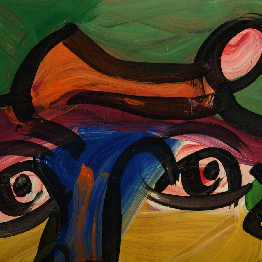 Signed Peter Keil "The Vibrant Observer" Mixed Media on Masonite-2