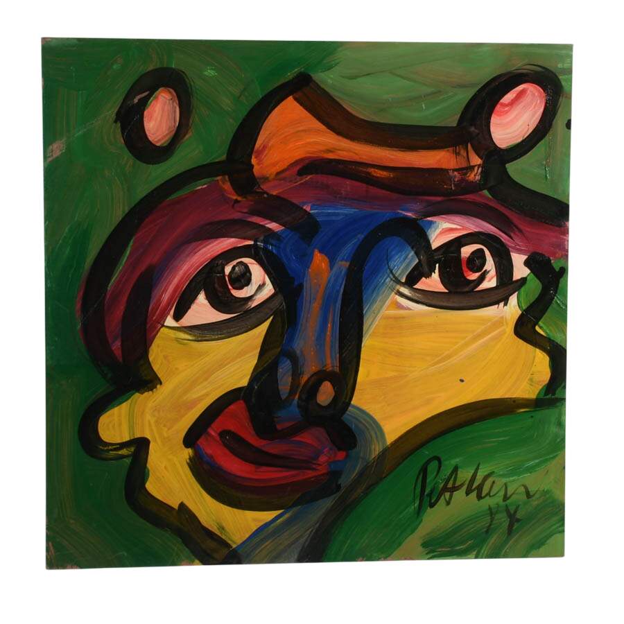 Signed Peter Keil "The Vibrant Observer" Mixed Media on Masonite-1