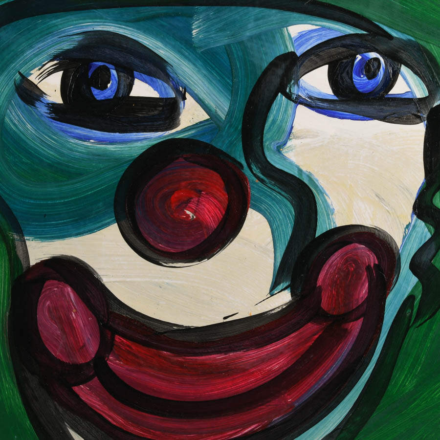 Signed Peter Keil "Contemporary Clown" Mix Media on Masonite-2