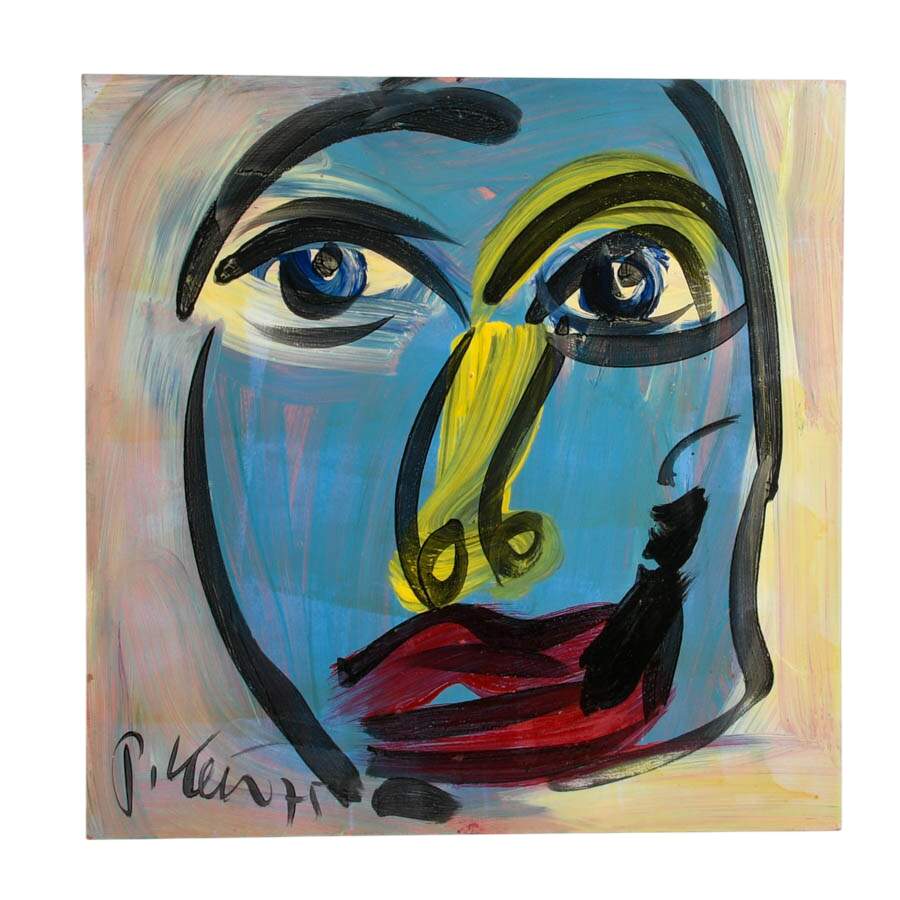 Signed Peter Keil "Primary Thoughts" Mixed Media on Masonite-1