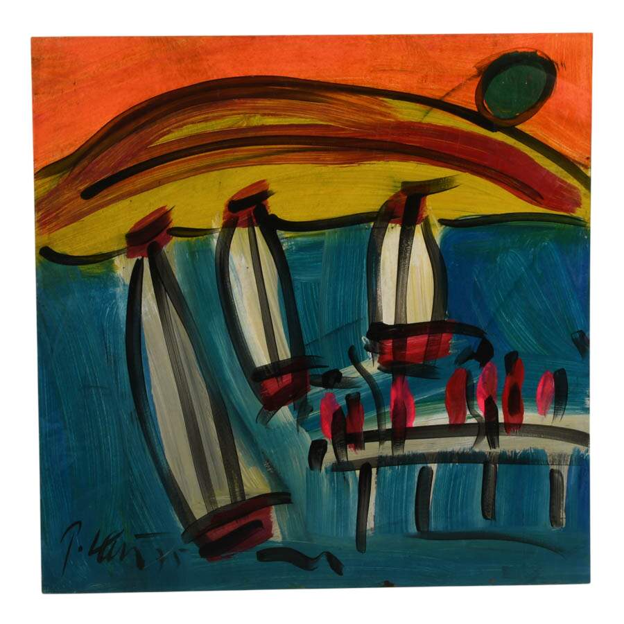 Signed Peter Keil "Passing the Pier" Mix Media on Masonite-1
