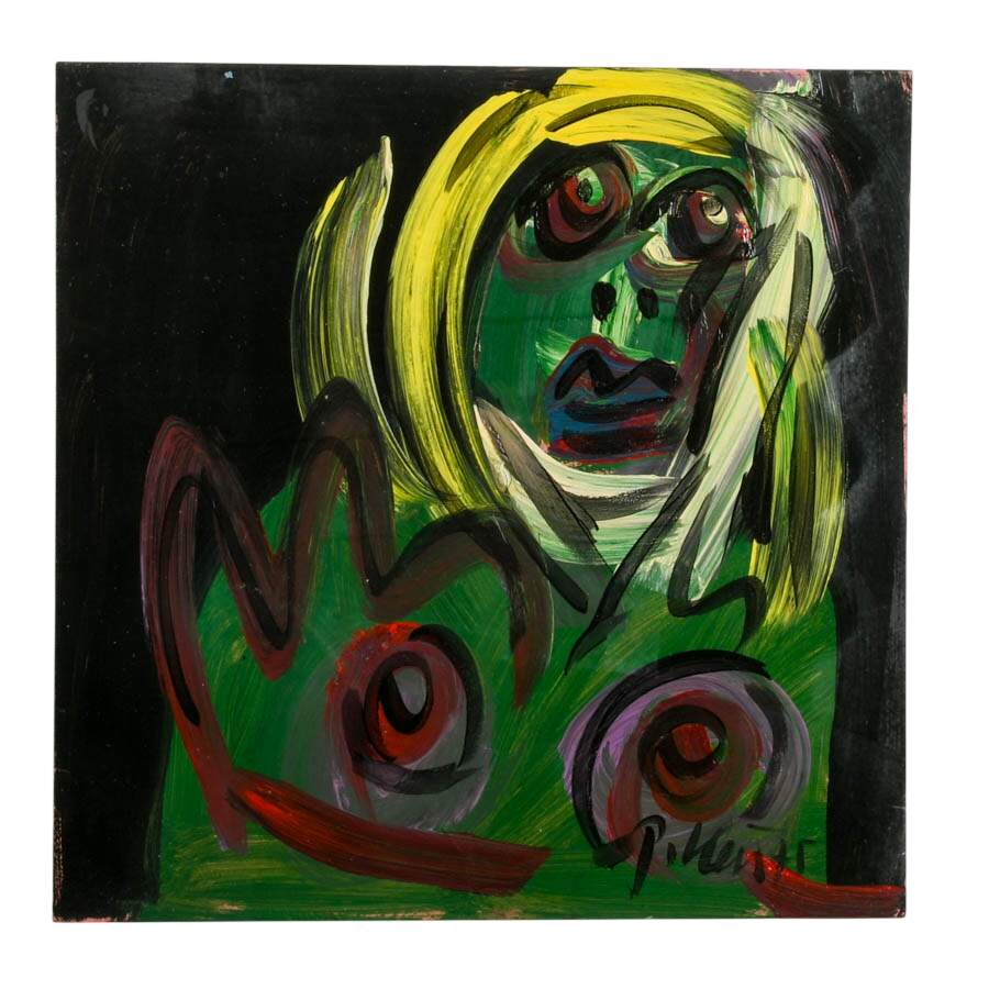 Signed Peter Keil "The Haunted Muse" Mixed Media on Masonite-1