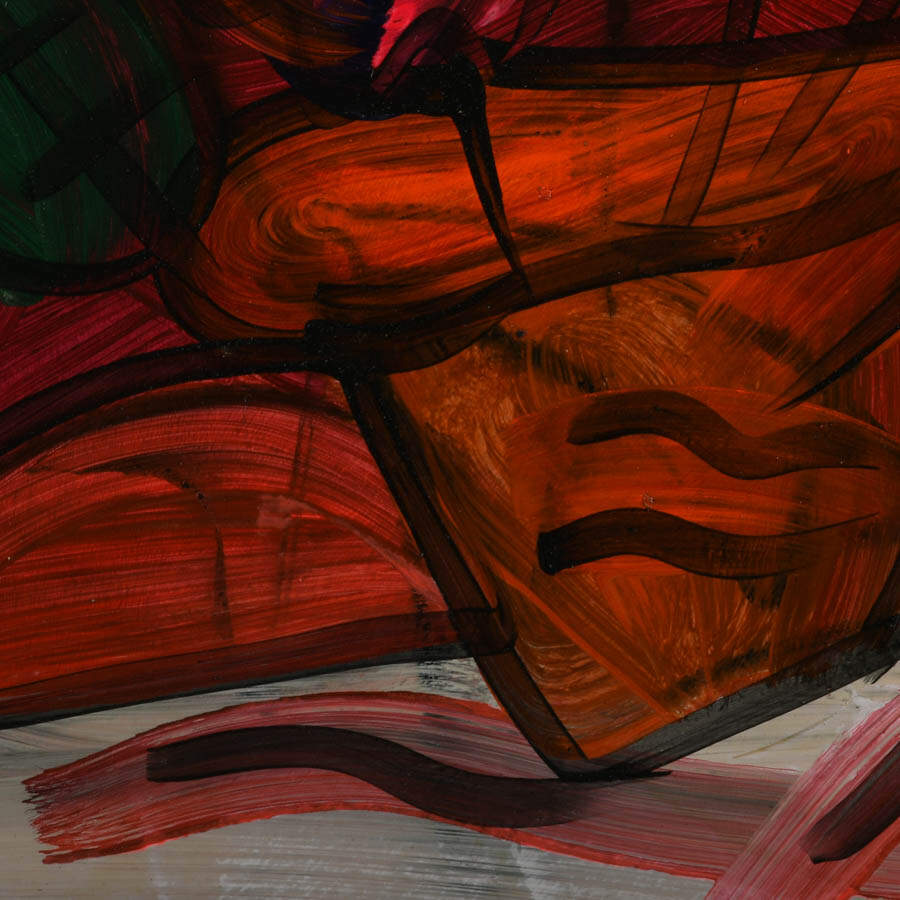 Signed Peter Keil "Blooming in Crimson" Mix Media on Masonite-3