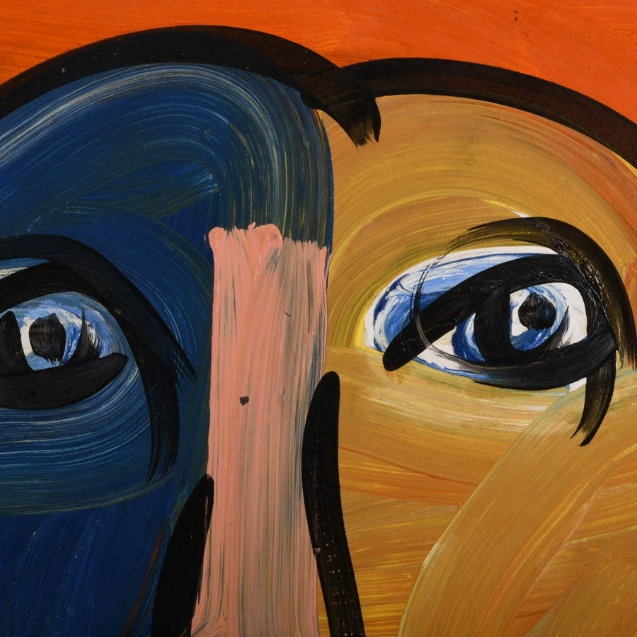 Signed Peter Keil "Half Moon, Half Sun" Mix Media on Masonite-2