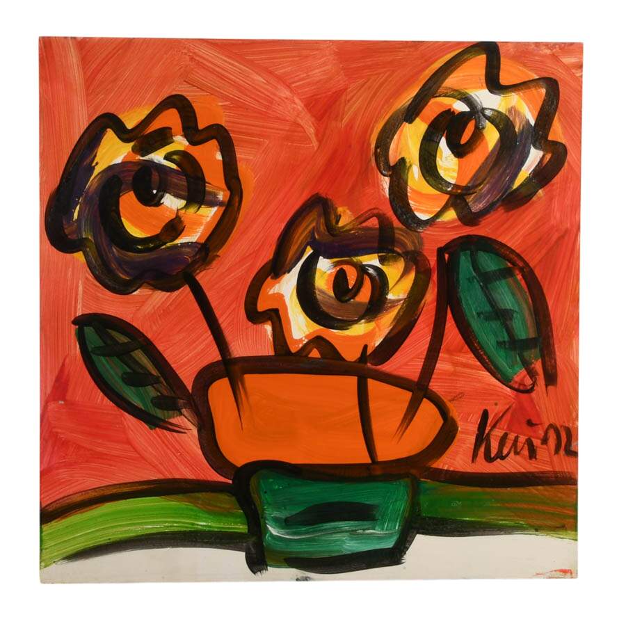 Signed Peter Keil "Brushed Bouquet" Mix Media on Masonite-1