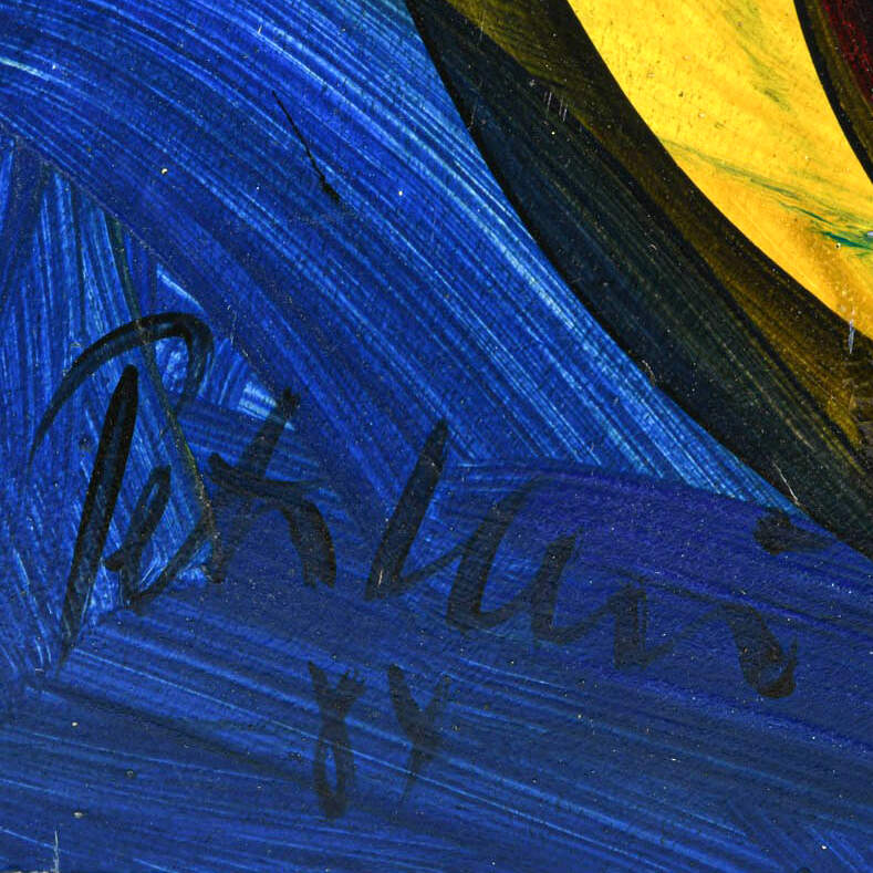 Signed Peter Keil "Chromatic Grin" Mixed Media on Masonite-4