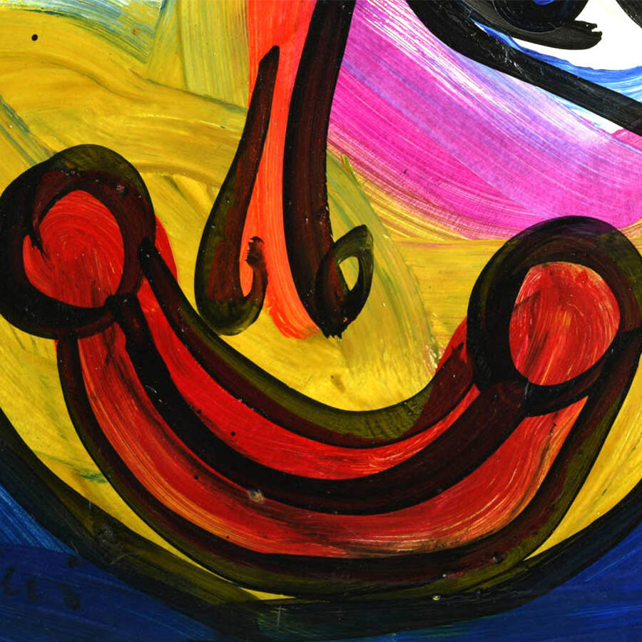 Signed Peter Keil "Chromatic Grin" Mixed Media on Masonite-3