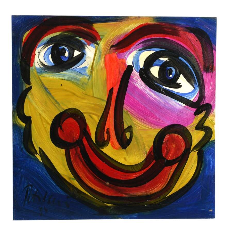 Signed Peter Keil "Chromatic Grin" Mixed Media on Masonite-1