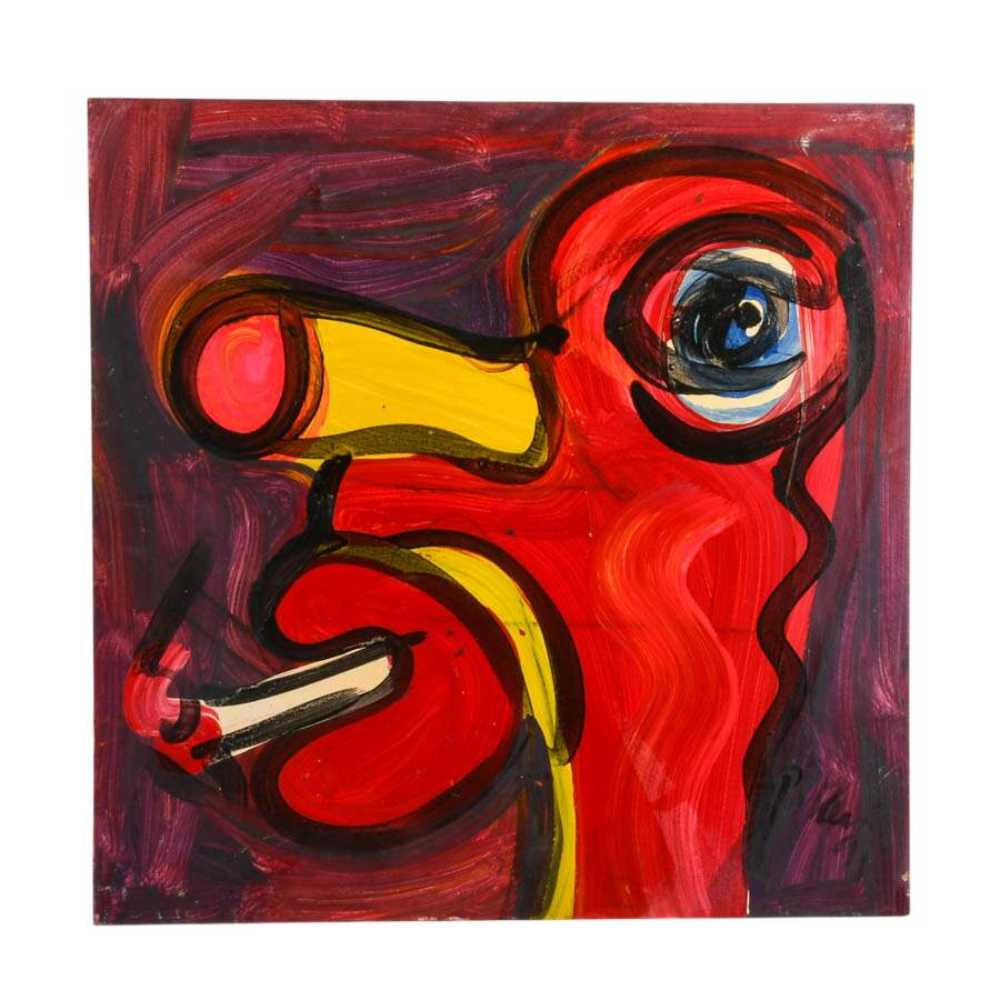 Signed Peter Keil "Surrounded by Smoke" Mix Media on Masonite-1