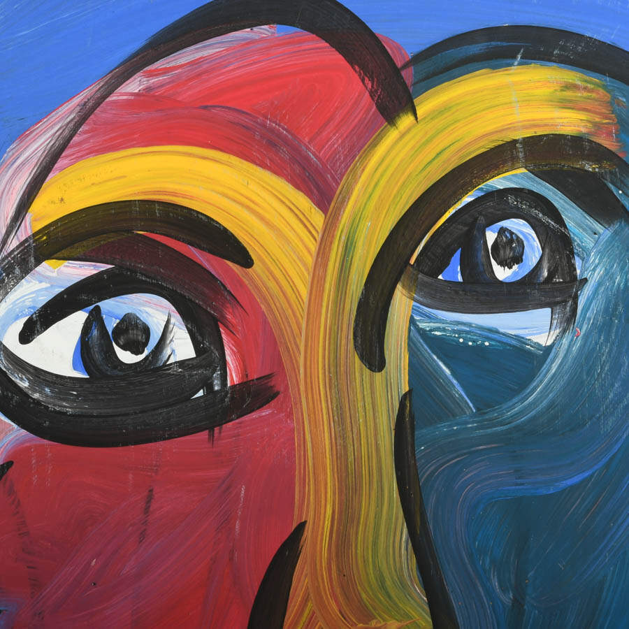 Signed Peter Keil "Portrait in Primary" Mix Media on Masonite-2