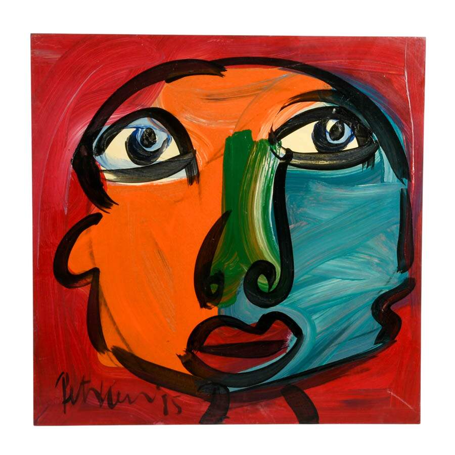 Signed Peter Keil "The Gaze Between Fire and Ice" Mix Media on Masonite-1