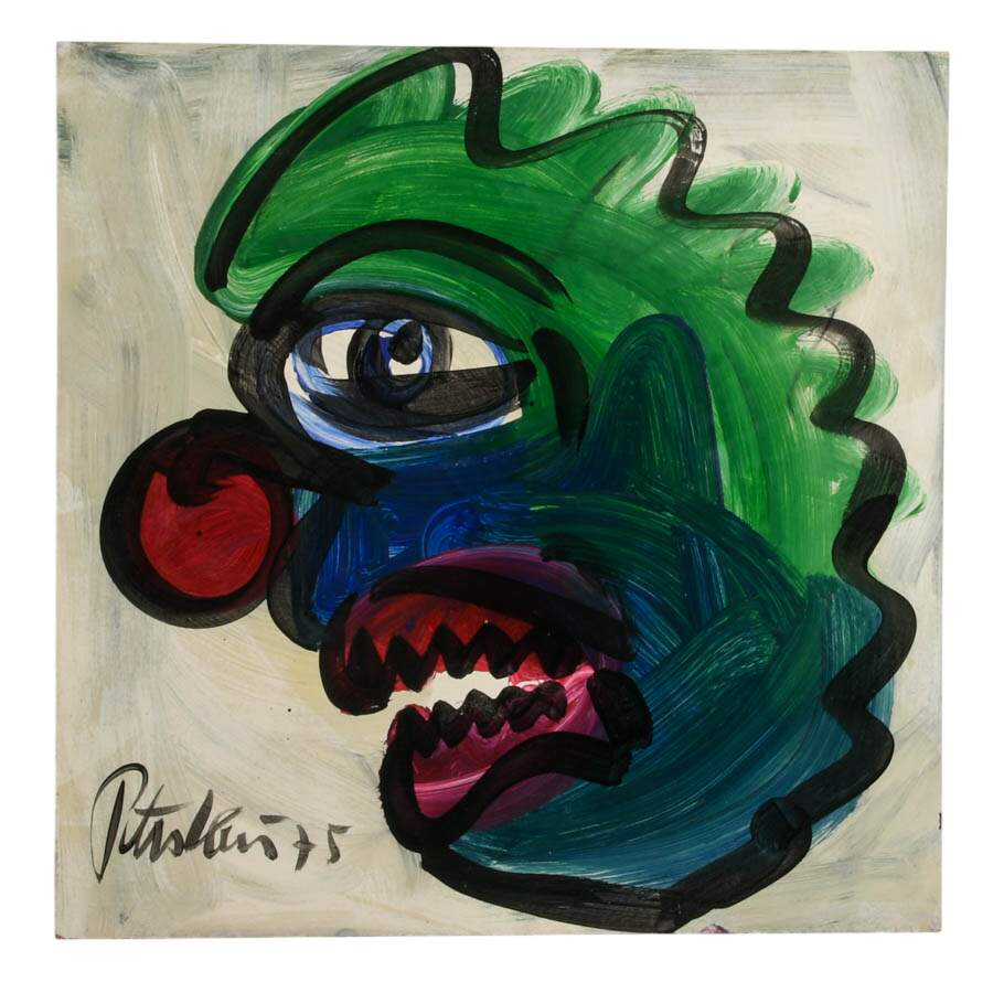 Signed Peter Keil "Clownish Creature" Mixed Media on Masonite-1