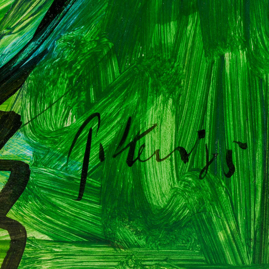 Signed Peter Robert Keil "Untitled 1984" Mix Media on Masonite-4
