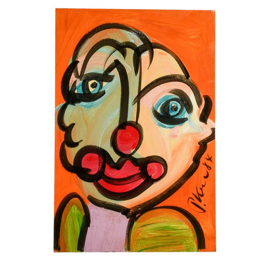 Signed Peter Keil "Untitled 1984" Mixed Media on Masonite-1