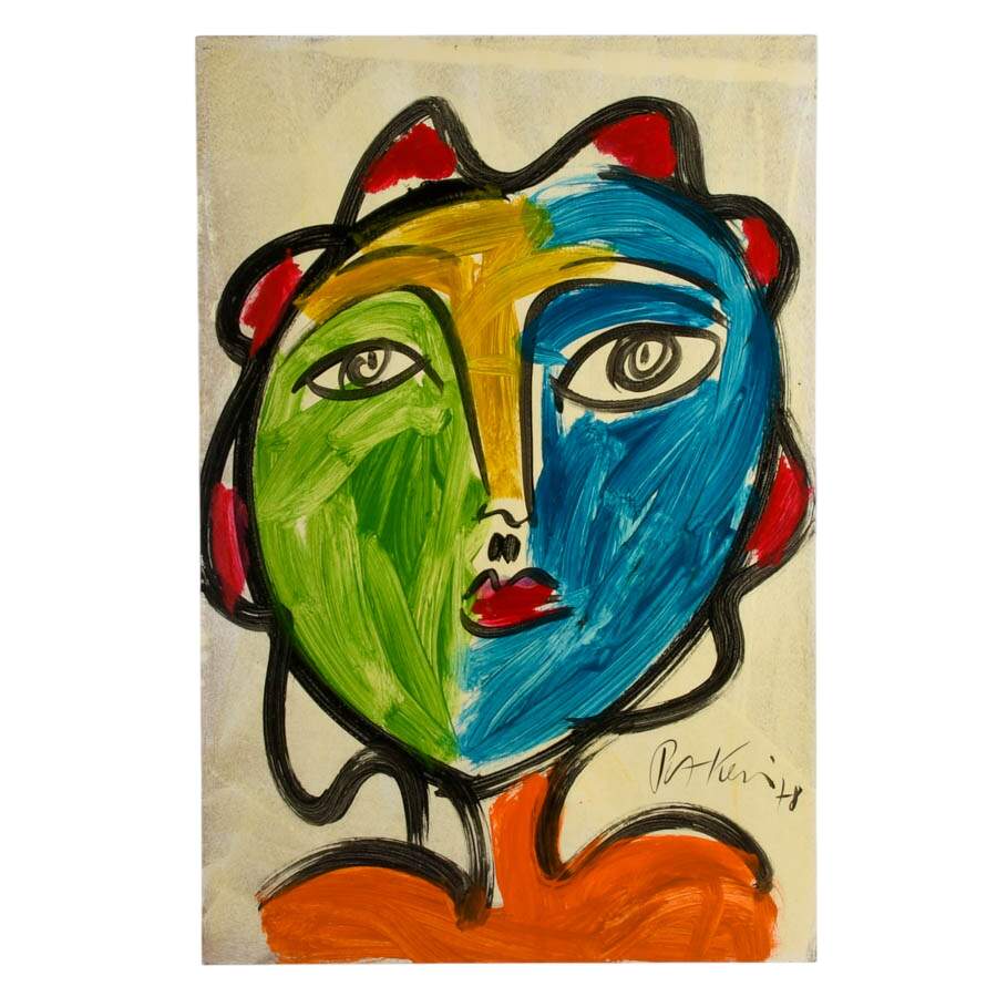 Signed Peter Robert Keil "Untitled" Mix Media on Masonite-1