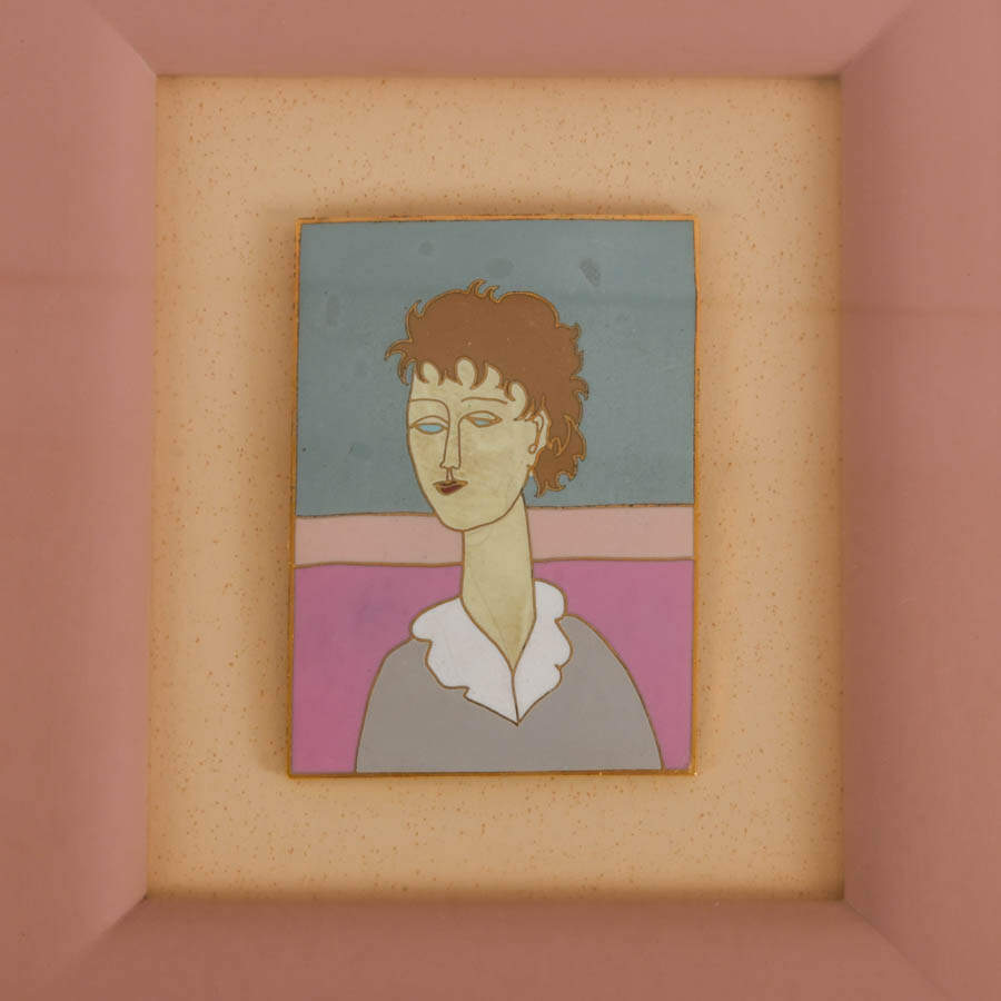 Pair of Framed Mid-Century Ceramic Tile Portraits by Harris G. Strong-3