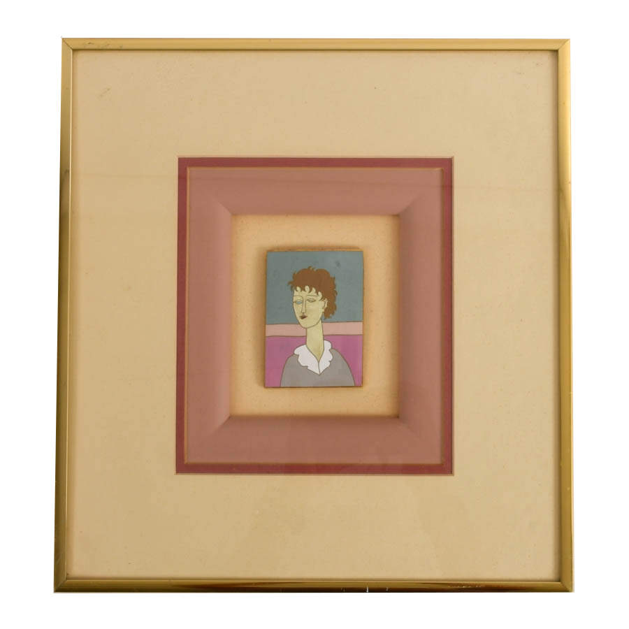Pair of Framed Mid-Century Ceramic Tile Portraits by Harris G. Strong-2