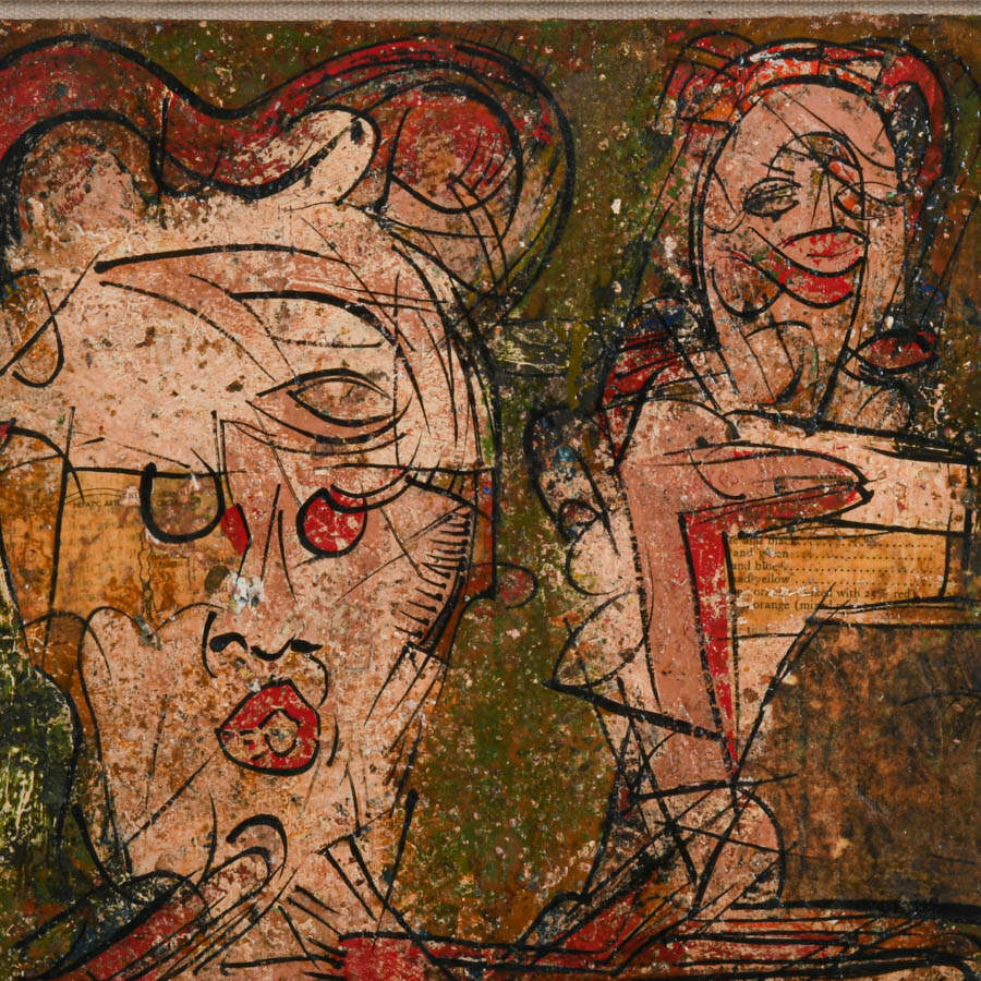 Framed Untitled Mixed-Media on Paper Signed by Alexander Gore-3