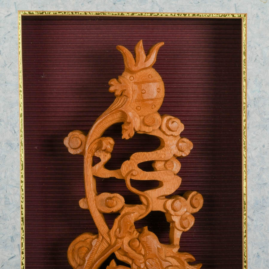 Framed Chinese Bamboo Dragon Carving-2