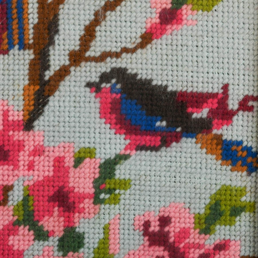 Framed Cherry Blossom and Birds Gobelin Embroidery Panel-2