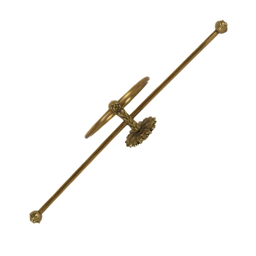 Vintage Sherlee Wagner Lacquered Brass Rose Bud Towel Bar-3