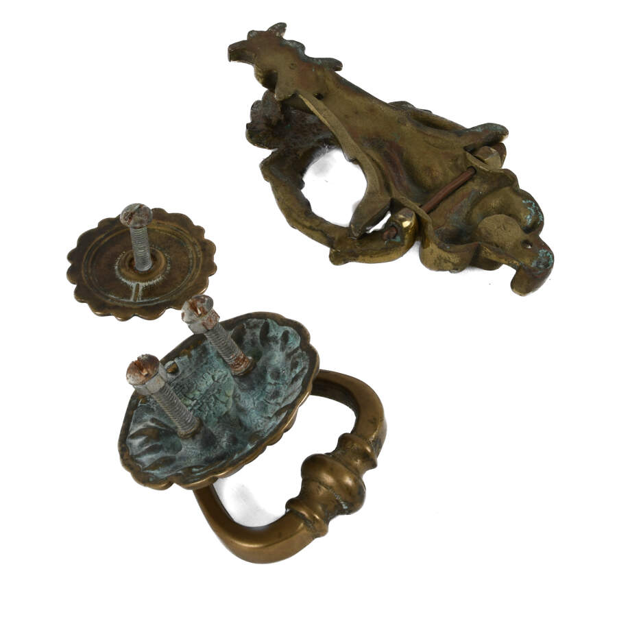 Grouping of Three Brass Architectural Door Knockers-3