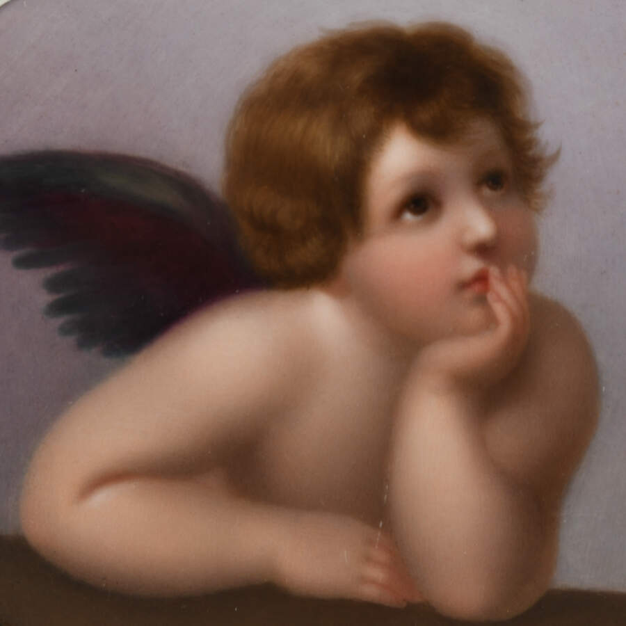 Antique Porcelain Hand-Painted KPM Plaque of an Angel-3