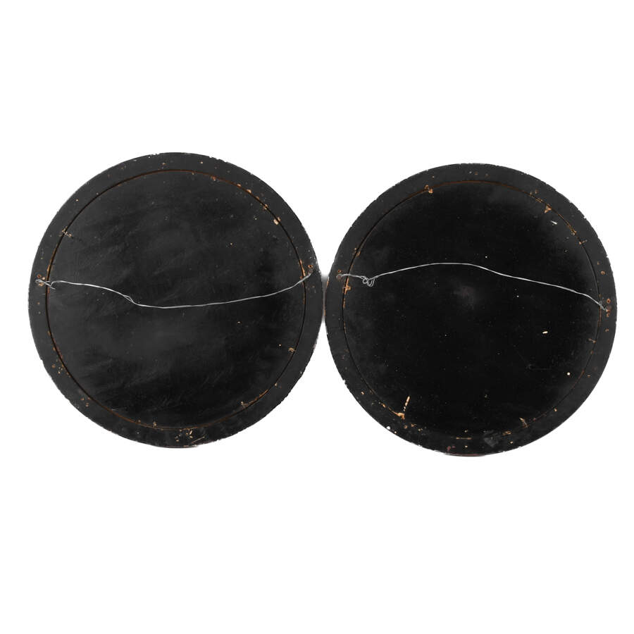 Pair of Chinese Lacquer and Mother of Pearl Round Wall Plaques-5