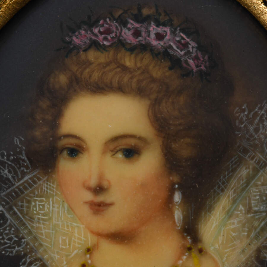 Antique Framed Miniature Portrait After Lavinia Fontana-3