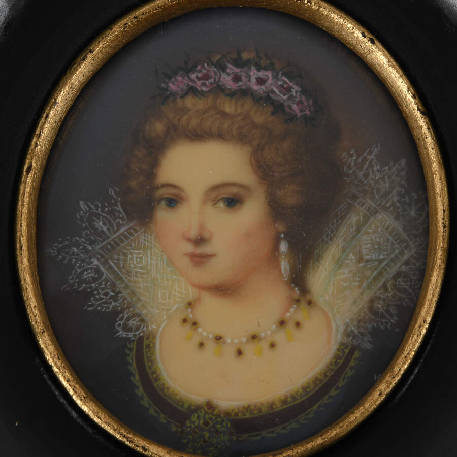 Antique Framed Miniature Portrait After Lavinia Fontana-2