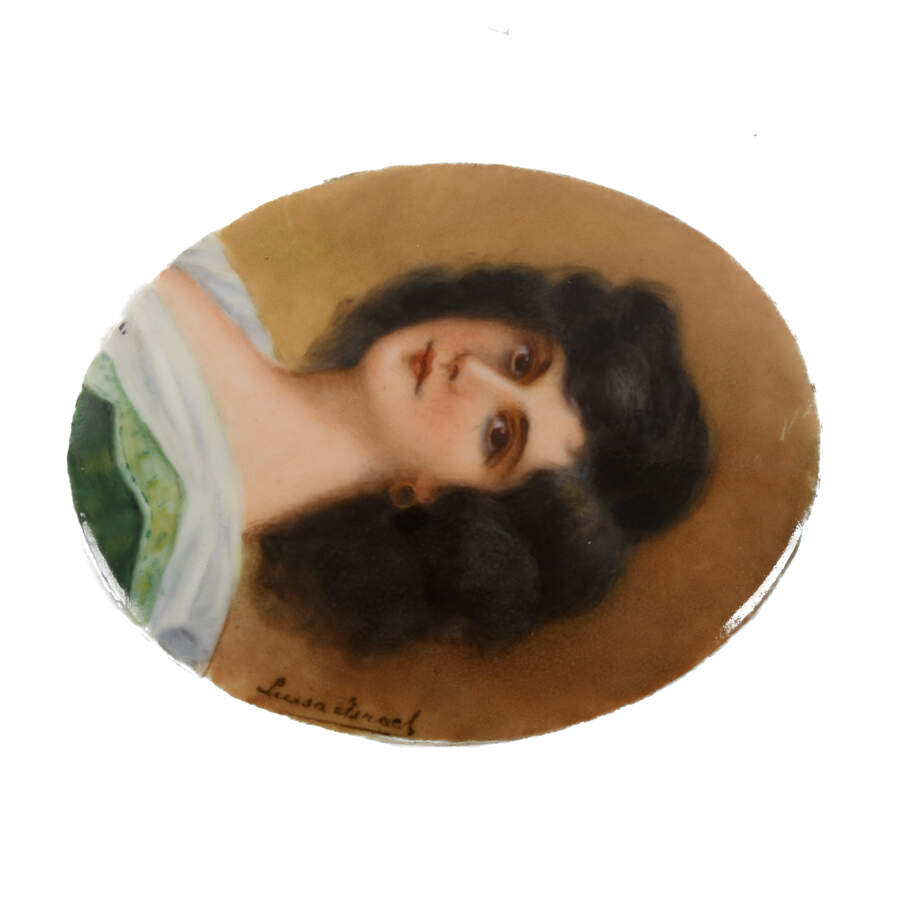 Antique Miniature Portrait Painting on Porcelain-3
