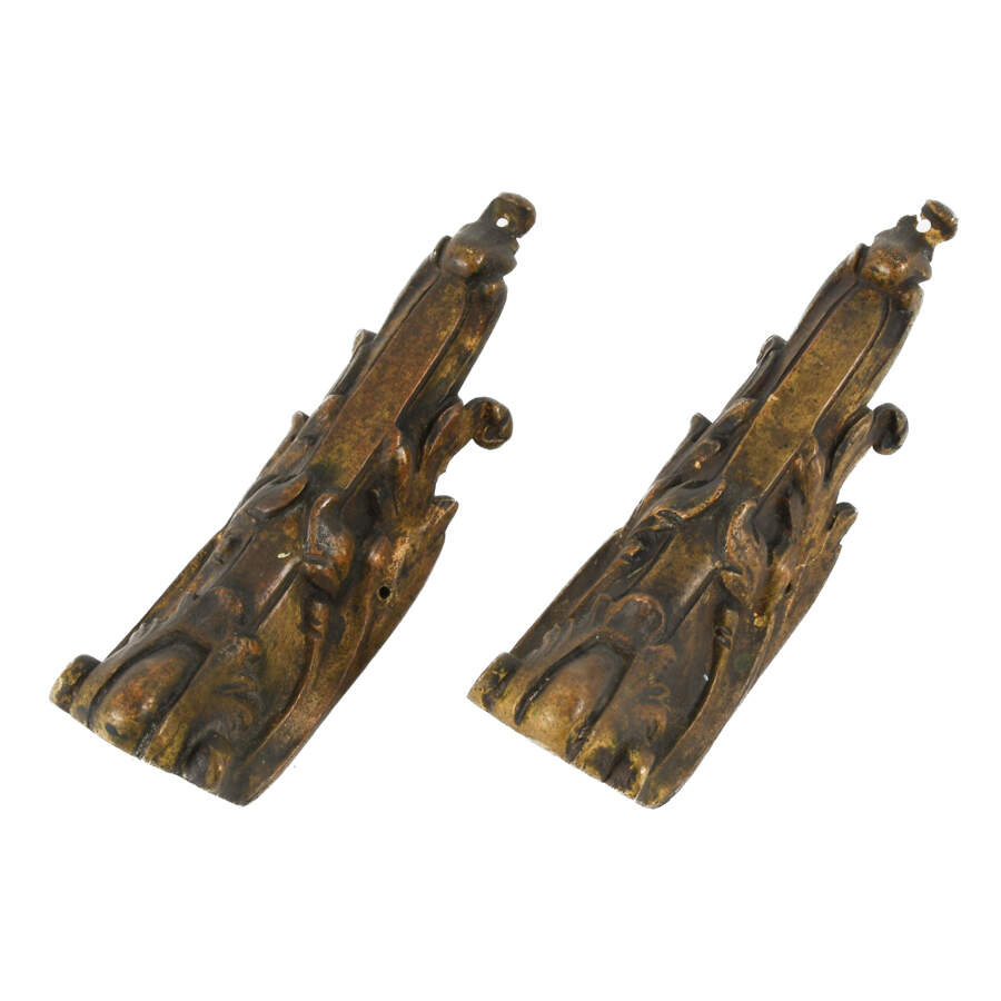 Antique Two Ornate Brass Architectural Fittings-3