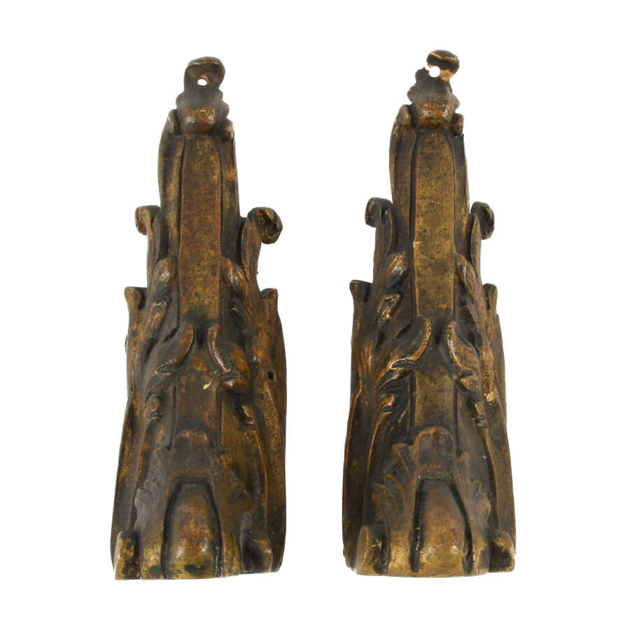 Antique Two Ornate Brass Architectural Fittings-2