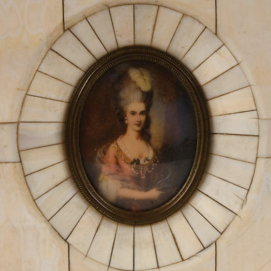 Antique Miniature Portrait with Latin La Pancharis Poem on Reverse-2