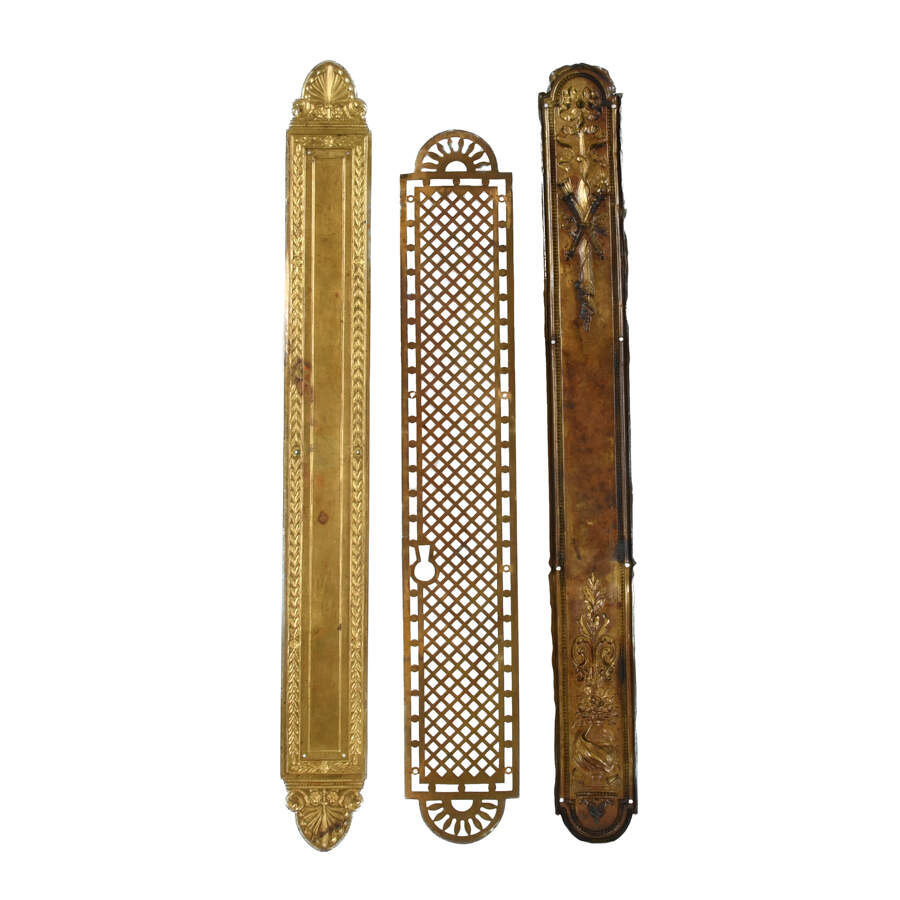 Grouping of Three Architectural Brass Push Plate Panels-5