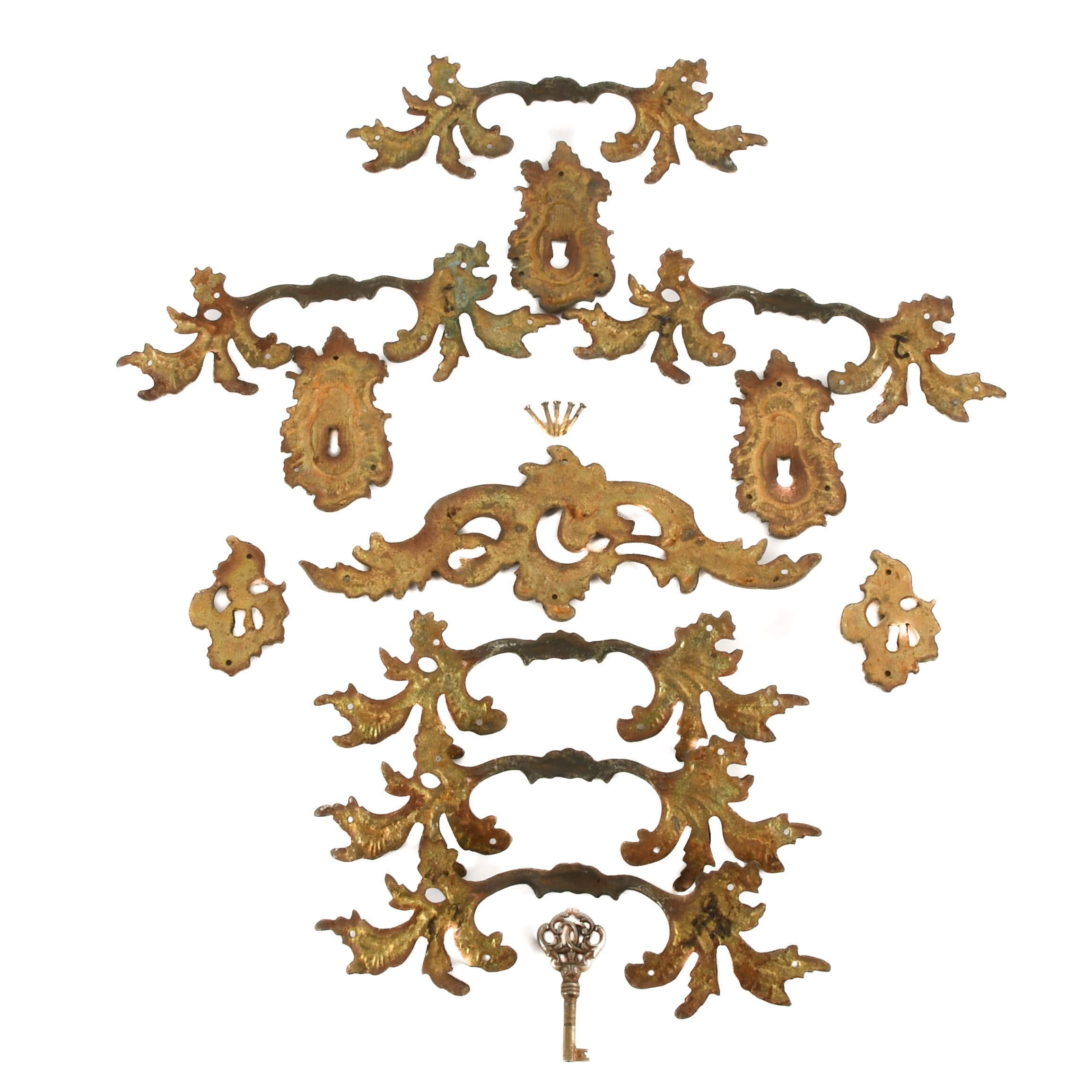Antique Assorted Lot of French Architectural Floral Hardware Accouterments-6