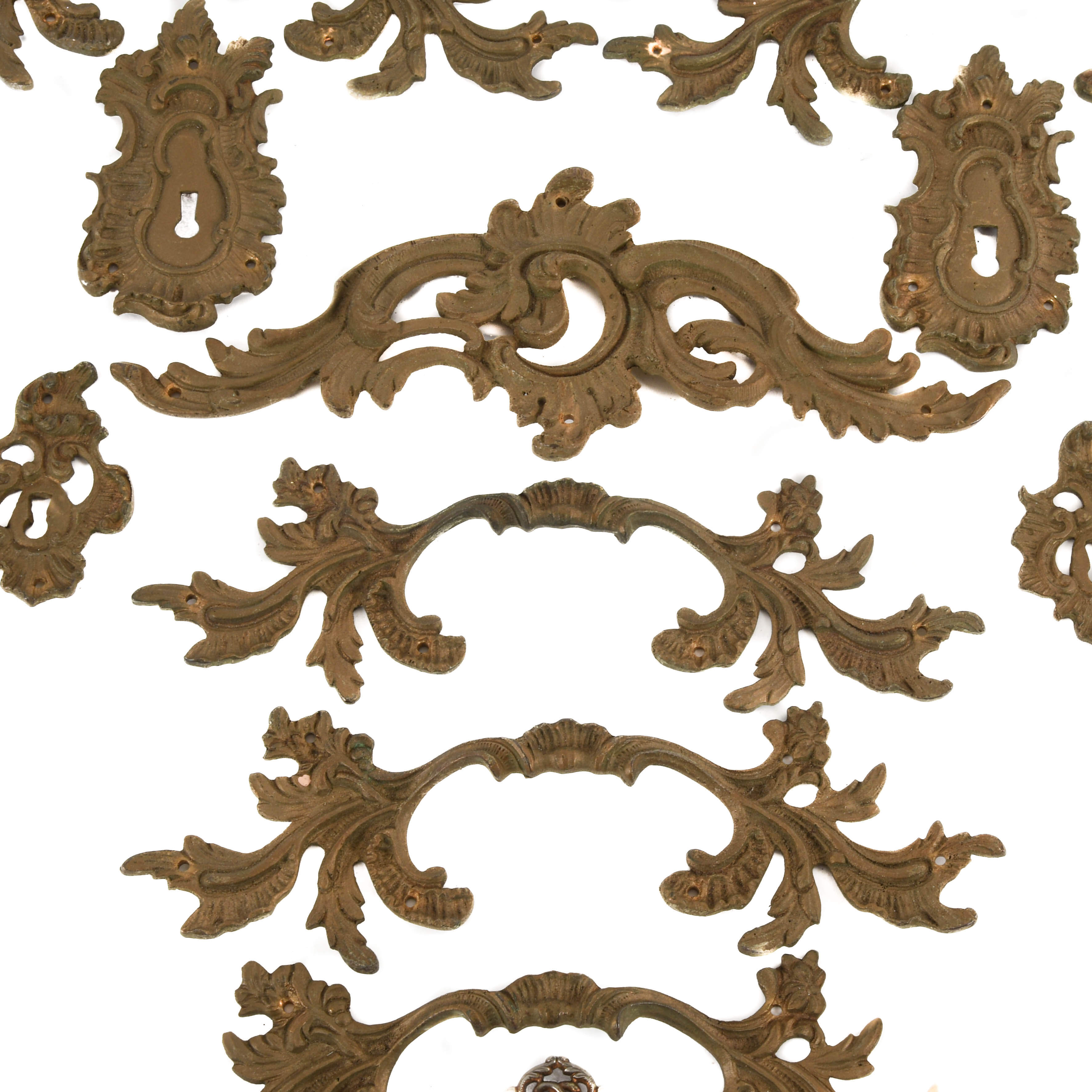 Antique Assorted Lot of French Architectural Floral Hardware Accouterments-3