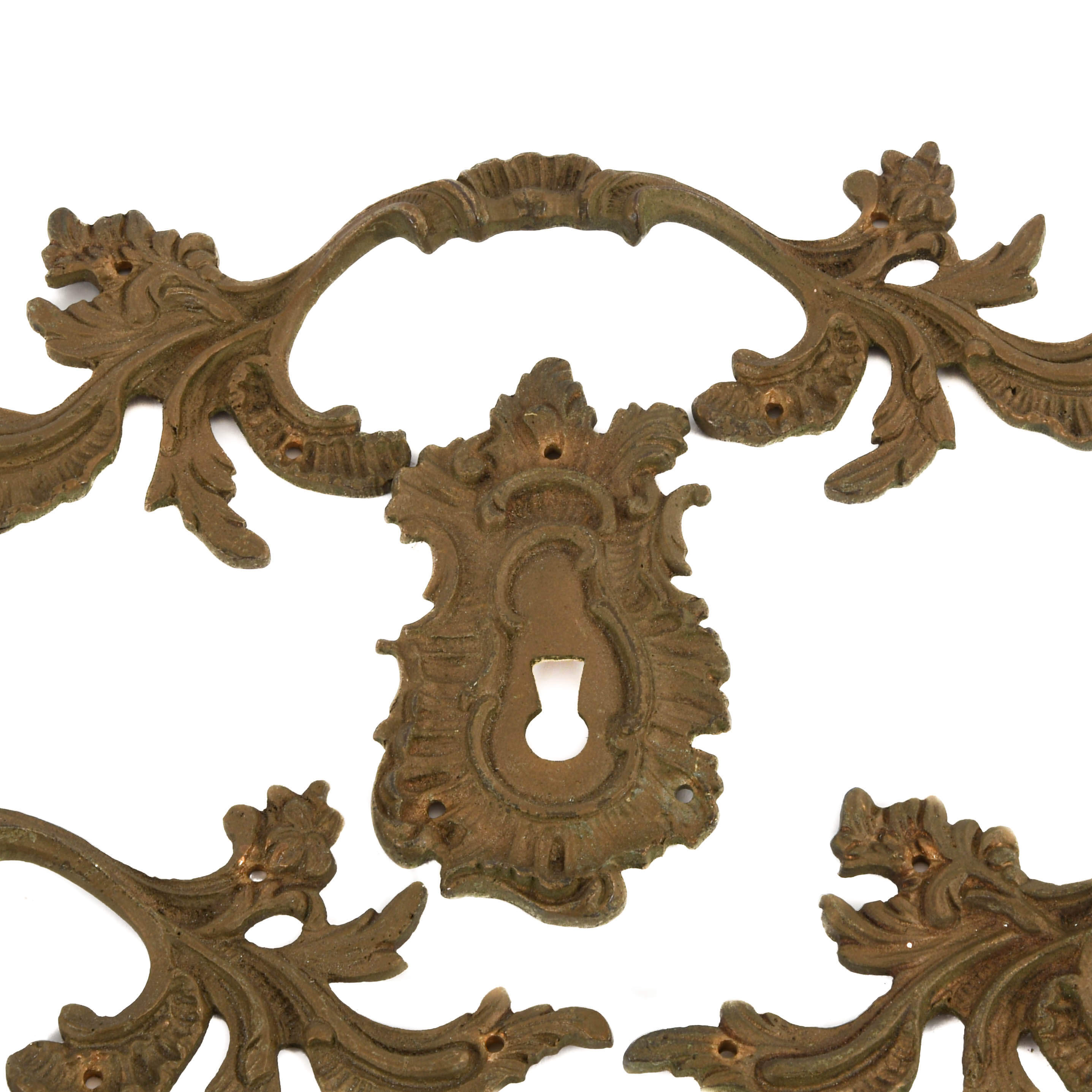 Antique Assorted Lot of French Architectural Floral Hardware Accouterments-2