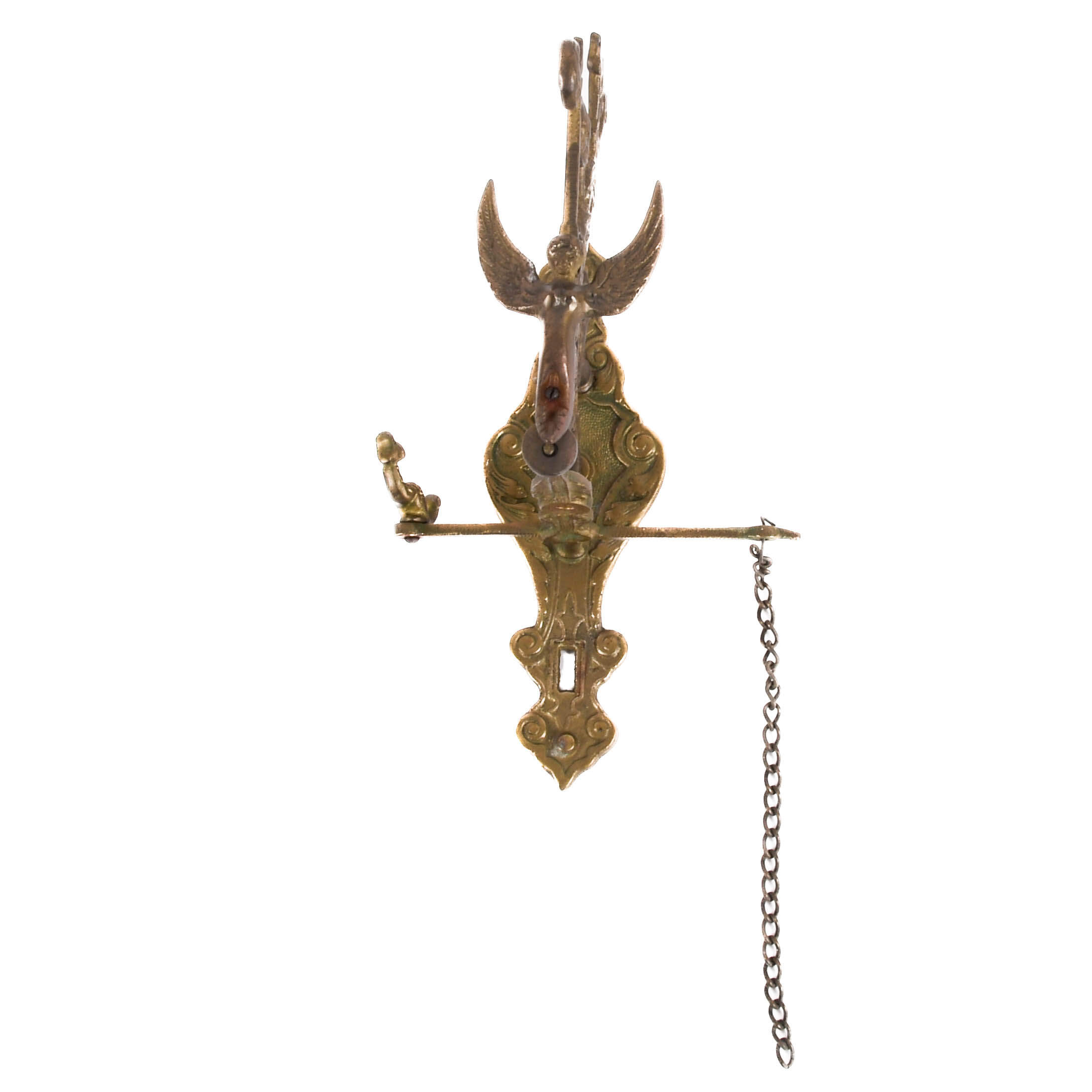 Antique Cast Iron Figural String Doorbell-1