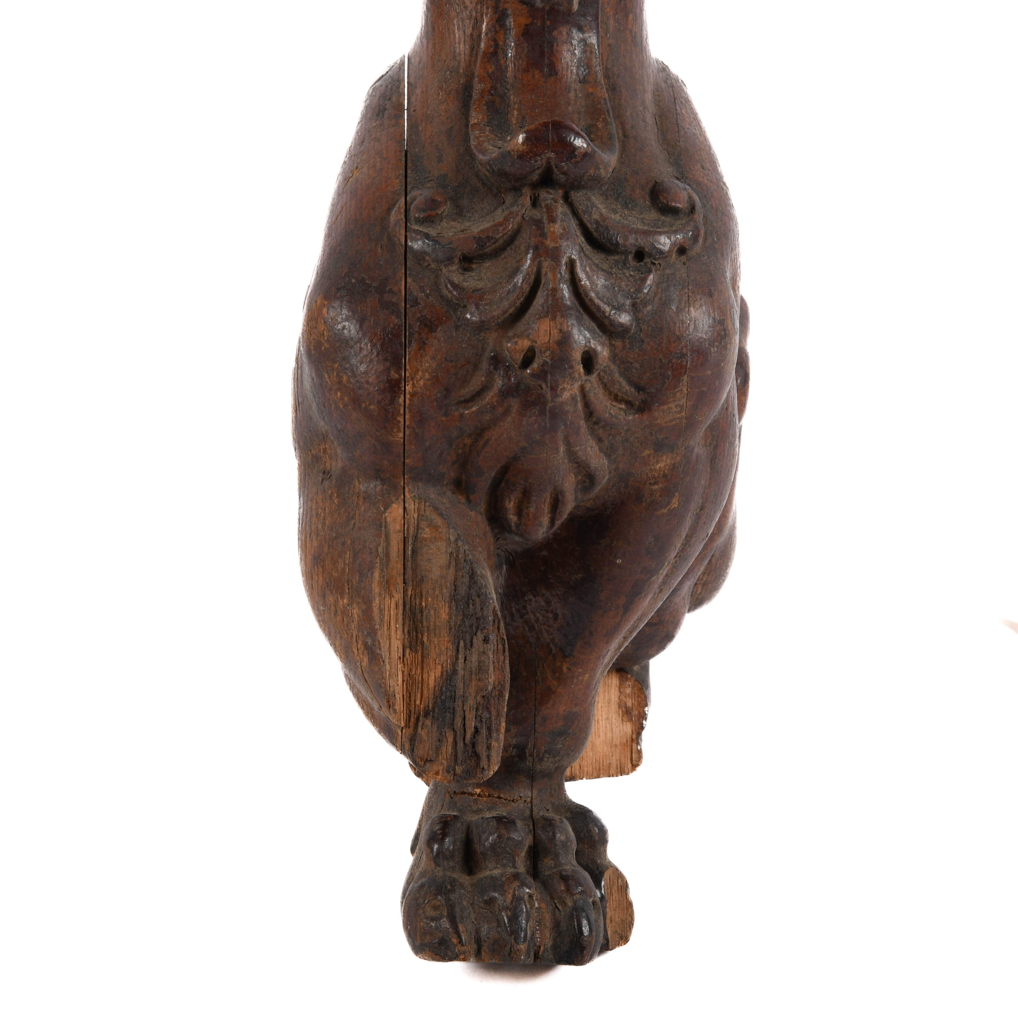 Antique Carved Wood Griffin Architectural Detail-4