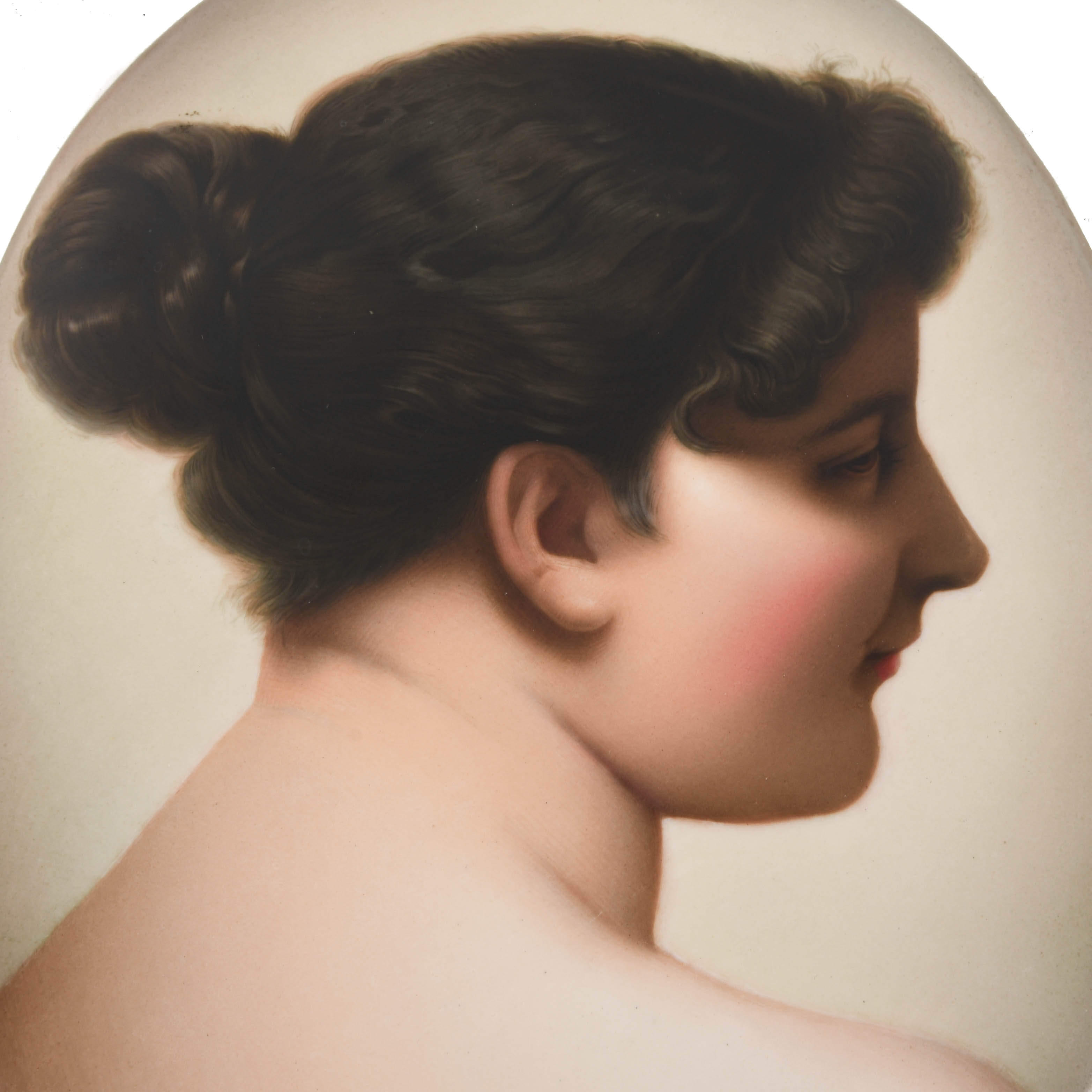 Antique Porcelain Hand-Painted KPM Portrait Plaque of a Woman-3