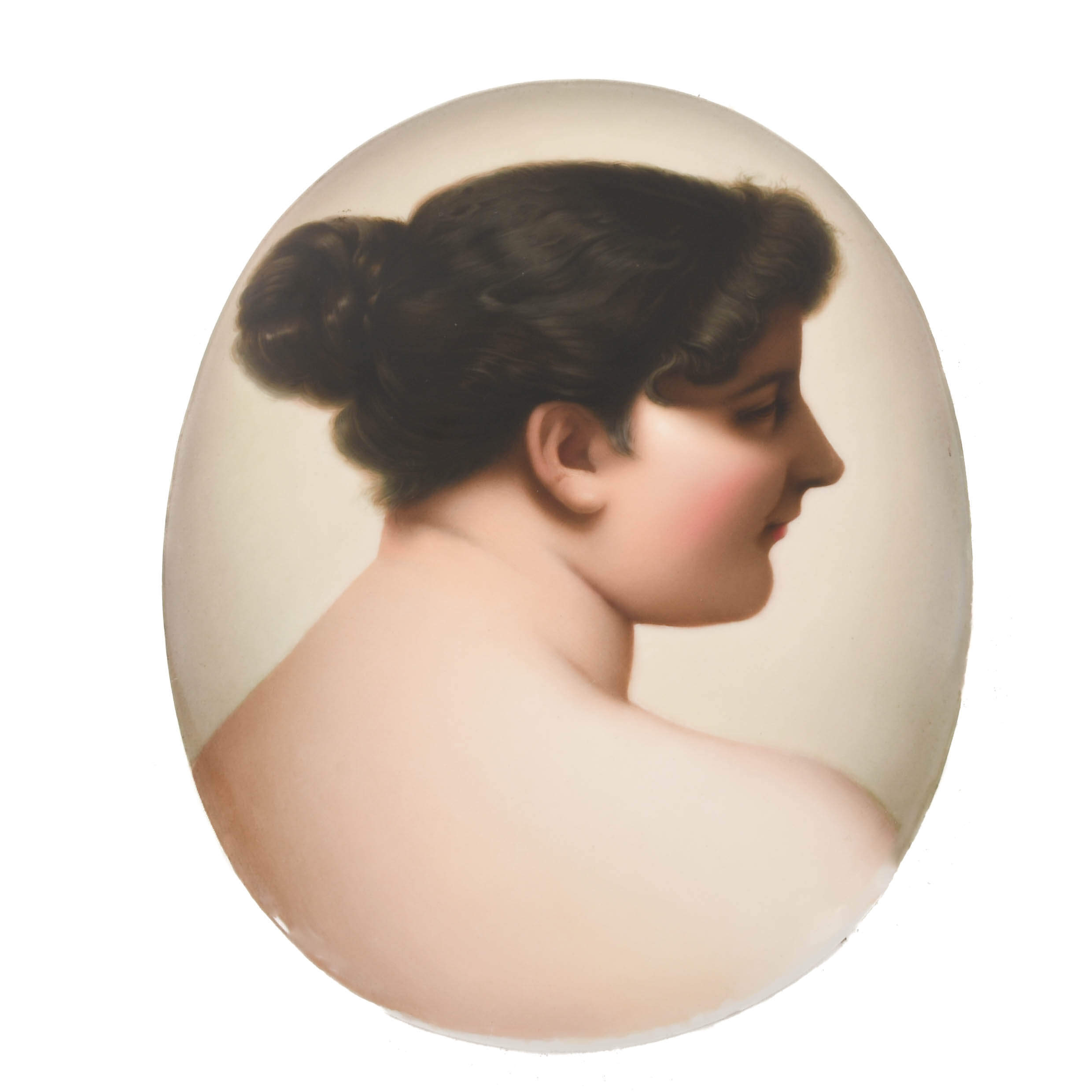 Antique Porcelain Hand-Painted KPM Portrait Plaque of a Woman-1
