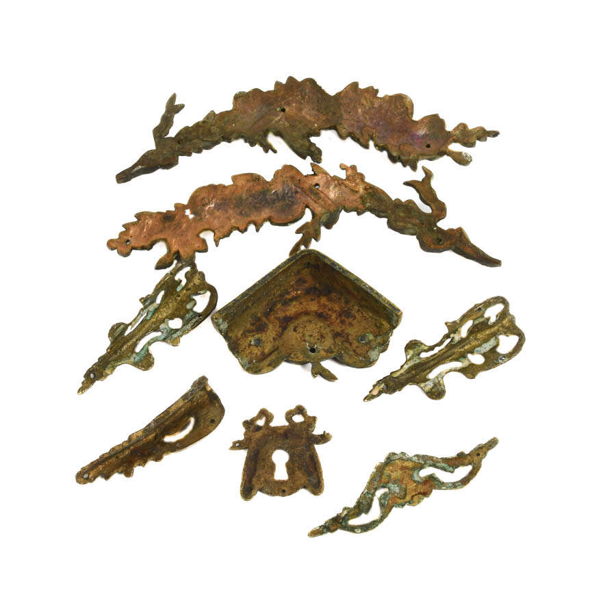 Lot of Eight Antique French Bronze and Brass Architectural Hardware Details-2