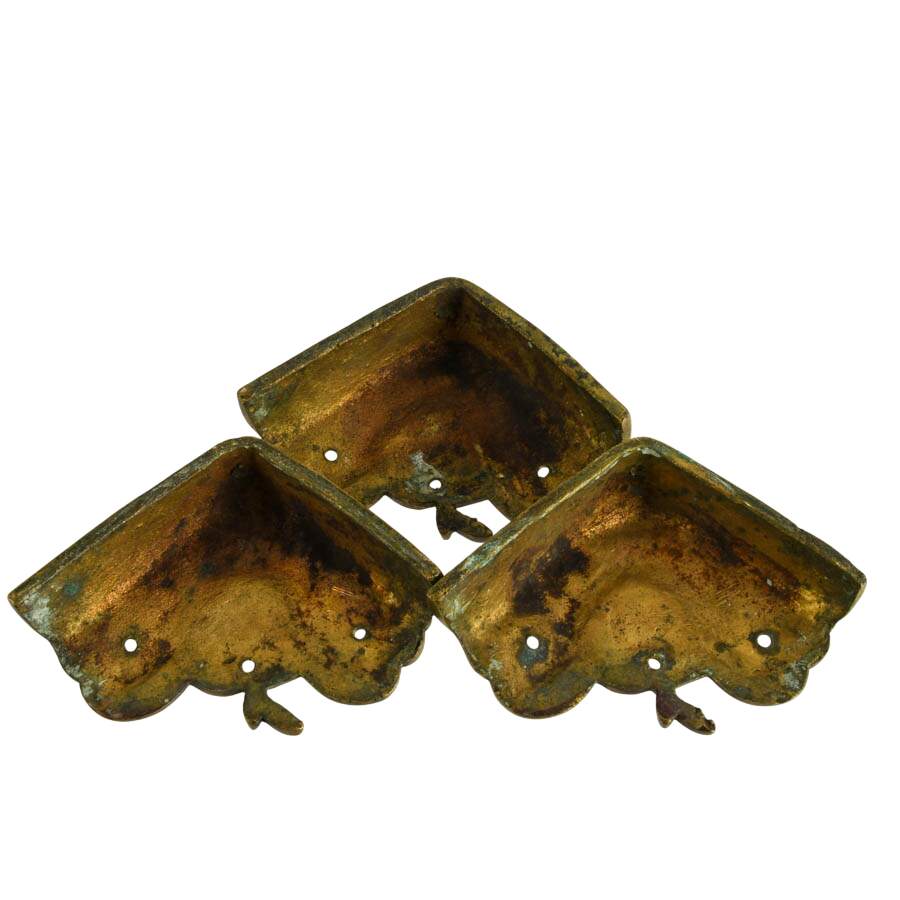 Set of Three Vintage French-Style Brass Corner Brackets-5