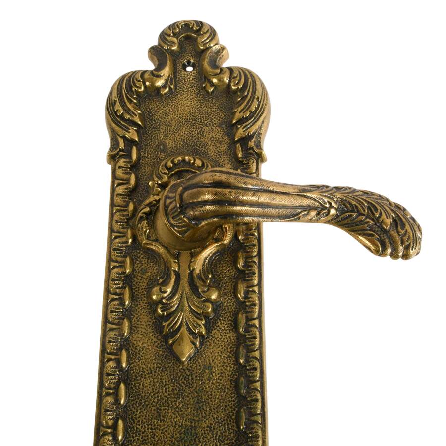 Vintage Ornate Spanish Bronze Door Handle with Plate-2