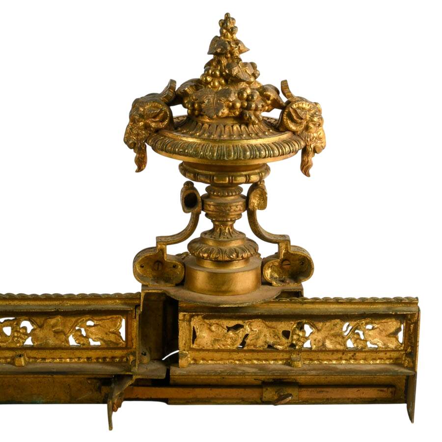 Antique French Gilded Brass Bar de Cheminée Fireplace Fender-7